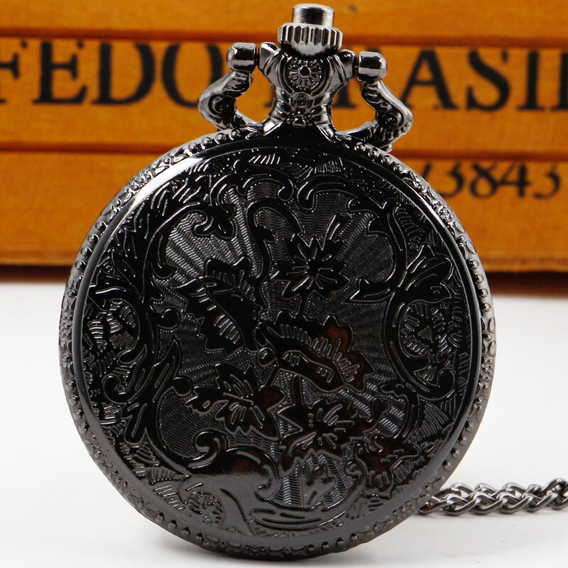 Часы карманные кварцевые в стиле стимпанк с изображением леса волка
