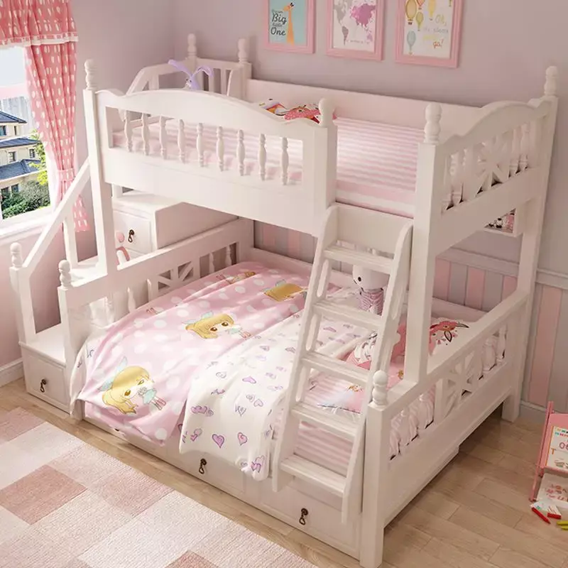 Beauty Modern Kids Bunk  Creative Lovely White Princess  For 5 To 8 Years Old Children Kids room Furniture Decoration