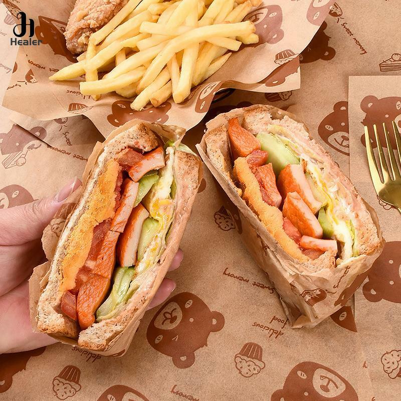 100PC Sandwich Packaging Paper Food Grade Without BisphenolA Oil Resistant Paper Bread Sandwich Fries Oilpaper Baking Tools