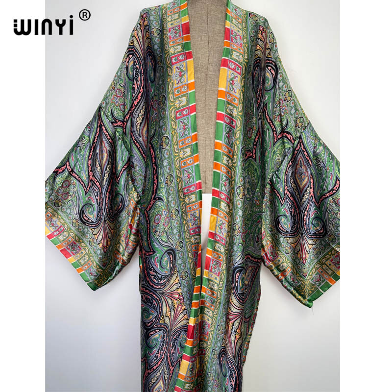 WINYI-Cardigan de plage imprimé de style national africain, cardigan long bohème, point de couverture, décontracté, boho, ample, fête de vacances, manteau kimono