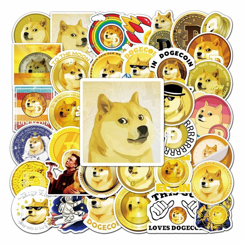 50Pcs Creative Dogecoin Series Graffiti Stickers Suitable for Laptop Helmets Desktop Decoration DIY Stickers Toys Wholesale