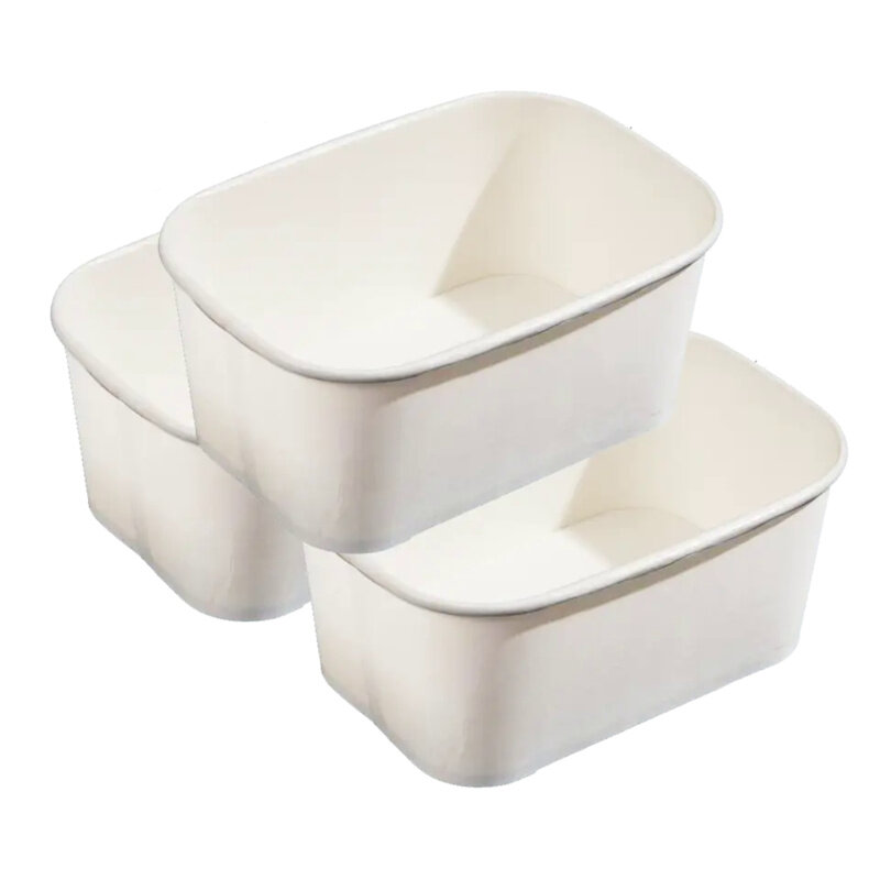 Customized productWhite Brown Biodegradable Square Fast Food Takeaway Container Rectangle Paper Bowl