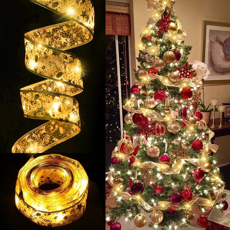 5M 10M LED Ribbon Fairy Light decorazione natalizia ornamenti per l'albero di natale per la casa String Garland Lamp Party regali di capodanno