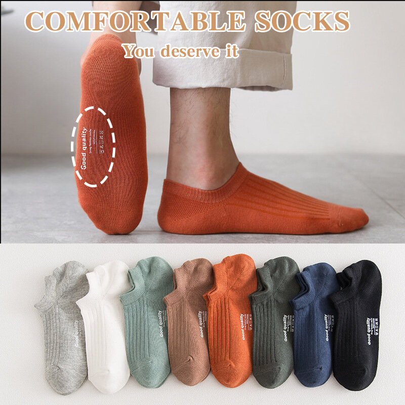 Chaussettes Courtes en Coton pour Homme, 5 Paires, en Maille Respirante, Confortables, Solides, Décontractées, Pack de Chaussettes de Rinçage, à la Mode