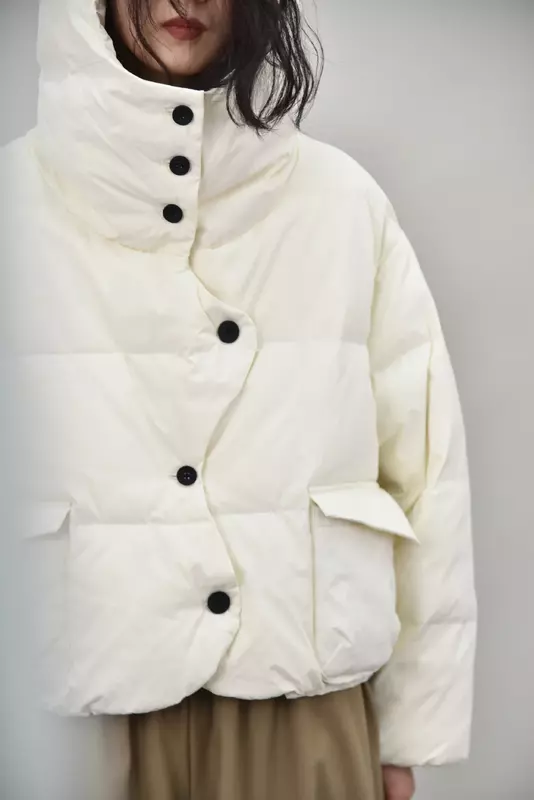 GGD 87-113 2022 WINTER WOMENS WHITE DUCK DOWN COATS LOOSE FIT