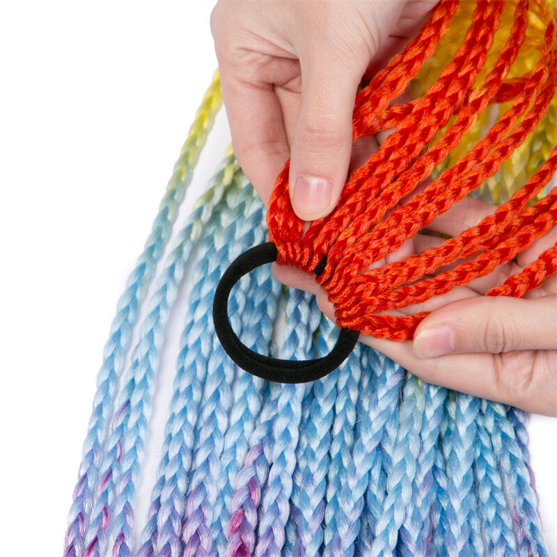 Синтетические цветные плетеные удлинители волос для конского хвоста радужные цвета косички конский хвост с резинкой косички для девочек
