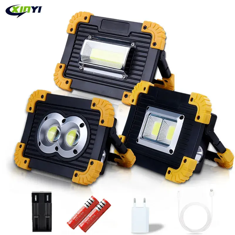 100W 50000lm Super Bright COB Led Work Light Led Portable Spotlight Rechargeable for Outdoor Lampe Led Flashlight use 2*18650