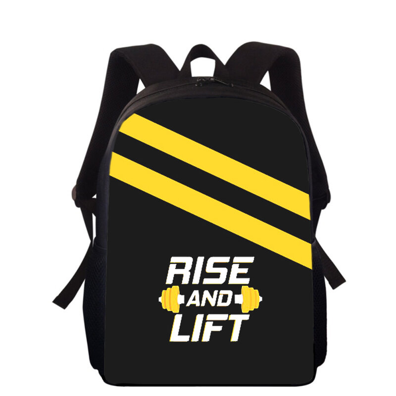 Exercise Bodybuilding GYM Fitness 15” 3D Kids Backpack Primary School Bags for Boys Girls Back Pack Students School Book Bags