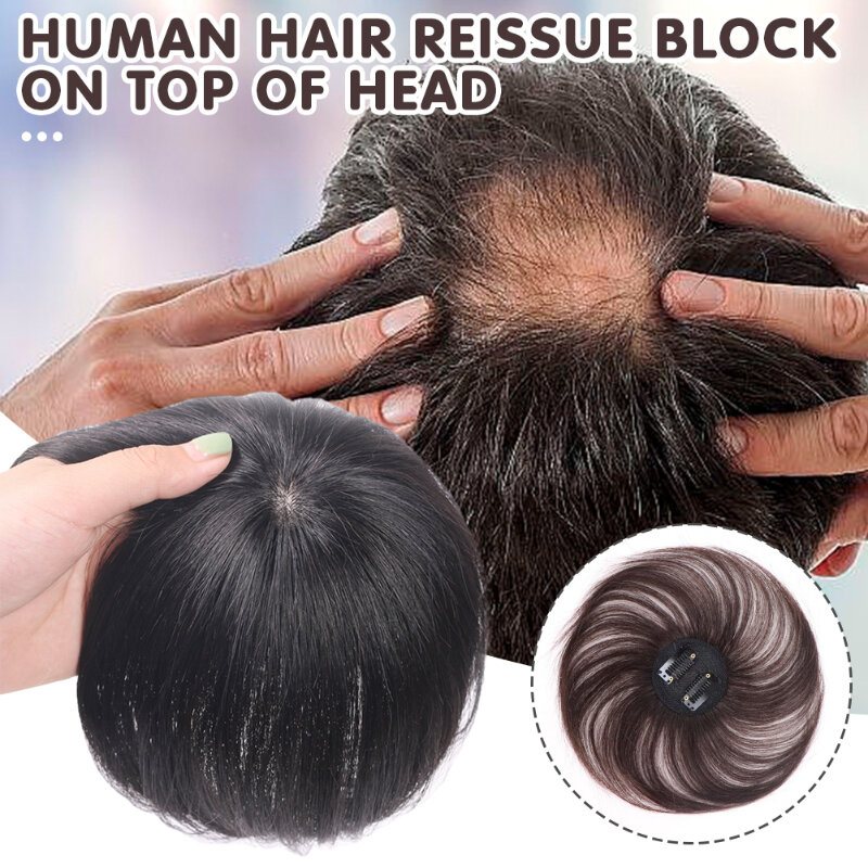 Glueless peruca reta, clip-on topper de cabelo humano, extensão reta, capa branca, cabelos esparsos, peruca, 100% cabelo humano