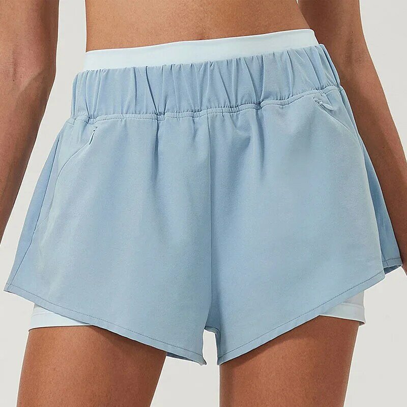 Shorts esportivos soltos com bolsos invisíveis para mulheres, shorts de cintura alta, para ioga fitness, para evitar caminhar, novo, leve, verão