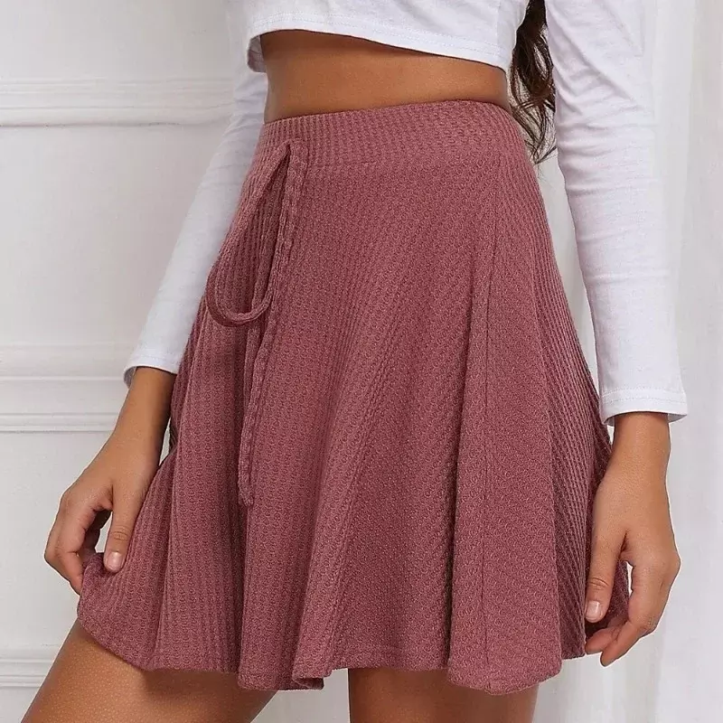 2024 Women's Academy Fashion Mini Skirts Solid Autumn/Winter Female Clothing Woman High Waist Sport Casual A-line Skirt YSQ24