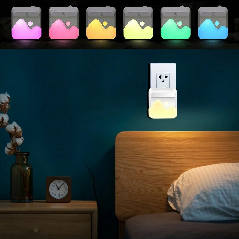 LED 원격 제어 밝기 조절 가능 야간 조명, RGB 야간 조명, 아기 아이 방 침실 벽 램프, EU, US, UK 플러그, 16 색, 1/2 개