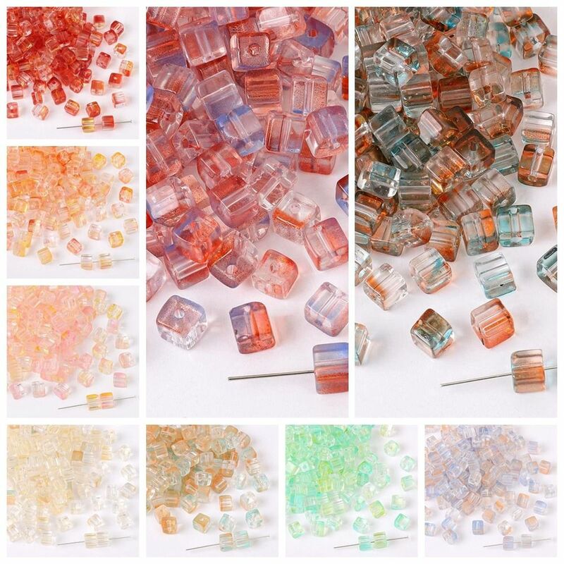 Cuentas de bricolaje con cubos de azúcar de 7mm, materiales de abalorios artesanales de colores, Cubo de azúcar transparente