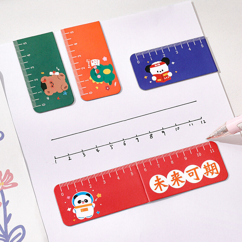 Kawaii Christmas Cartoon Bookmarks, Régua magnética, Dobrável, Magnético, Bonito, Criativo, Marcadores de página, Clipes, Artigos de papelaria