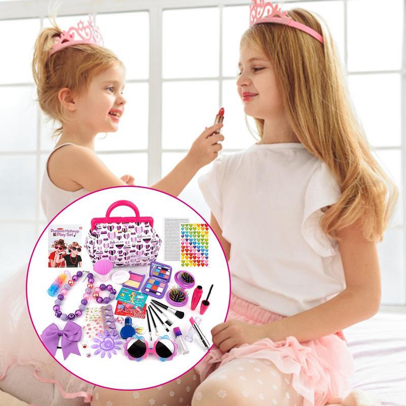 Набор для макияжа для маленьких девочек, моющийся набор для искусственного макияжа, комплект для ролевых игр, Детская игровая косметика, праздничные игрушки на день рождения