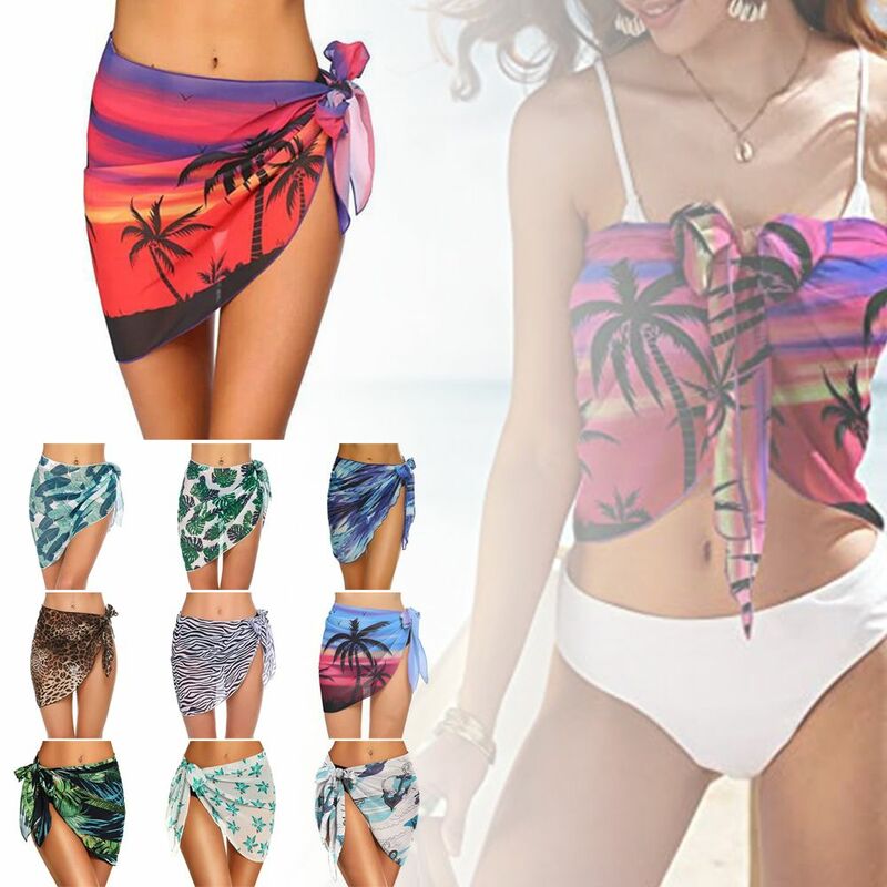 Chiffon Womens Sarongs Wrap Skirt Coverups Wrap Sheer Swimwear Cover-Up Dress Scarf Cover Soft Beach Short Cover Summer