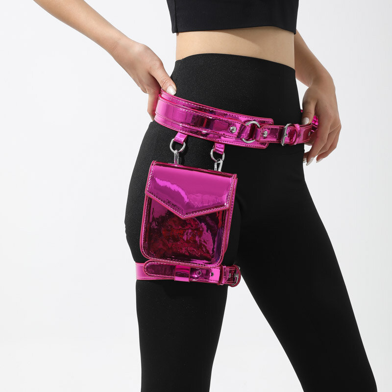 Новинка 2024, сумка для ног для женщин, высококачественный поясной кошелек из искусственной кожи, модный мотоциклетный поясной кошелек