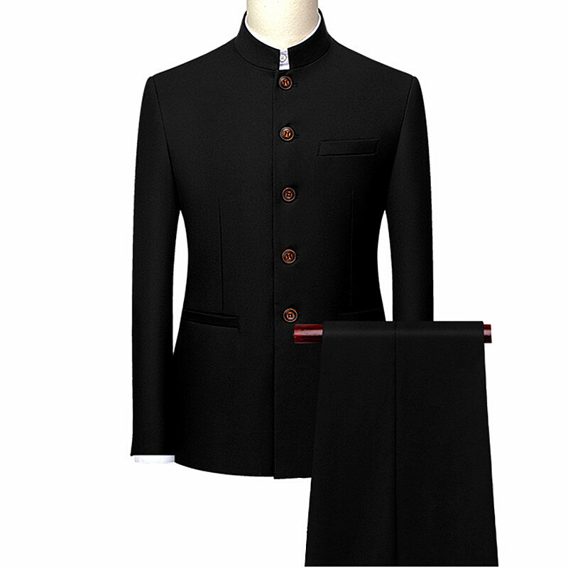 Conjunto Retro de 2 piezas para hombre, traje Tang con bordado de lujo, chaqueta y pantalones de talla grande, M-6XL, 2 piezas, 2023