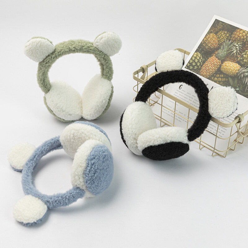 Soft Plush Cute Cat Earmuffs para mulheres e crianças, protetor de orelha grossa, proteção fria, tampa de orelha dobrável, ao ar livre, quente, inverno