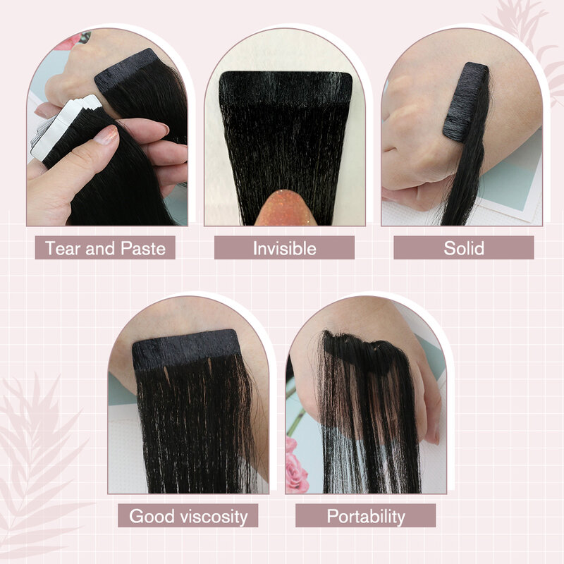 Ugeat – Extensions de cheveux brésiliens naturels Remy, trame de peau lisse sans couture pour femmes, Balayage 20P/40P