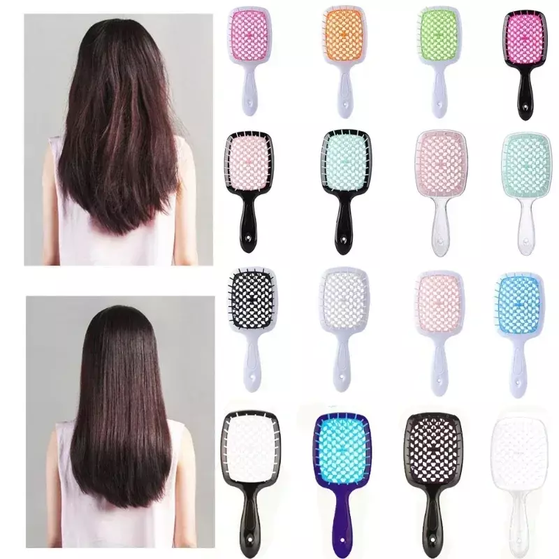 Peigne à cheveux à LED plus riche avec poignées, peigne de massage évidé, peigne antistatique, salon de coiffure, outils de coiffure
