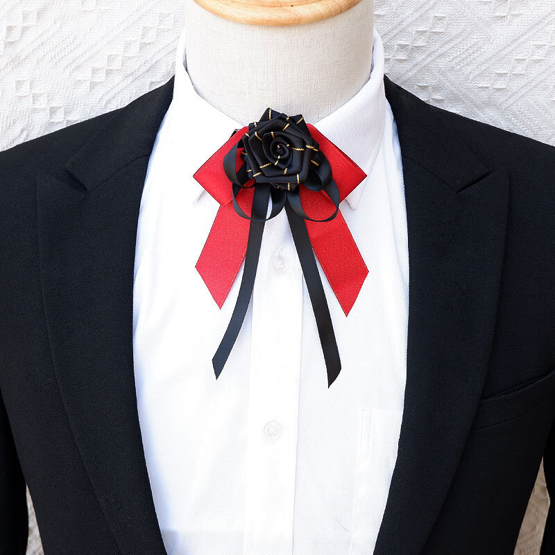 Robe d'hôte de banquet d'affaires pour hommes et femmes, nœud britannique original, accessoires de chemise trempée, fleurs de col de mariage, mode masculine