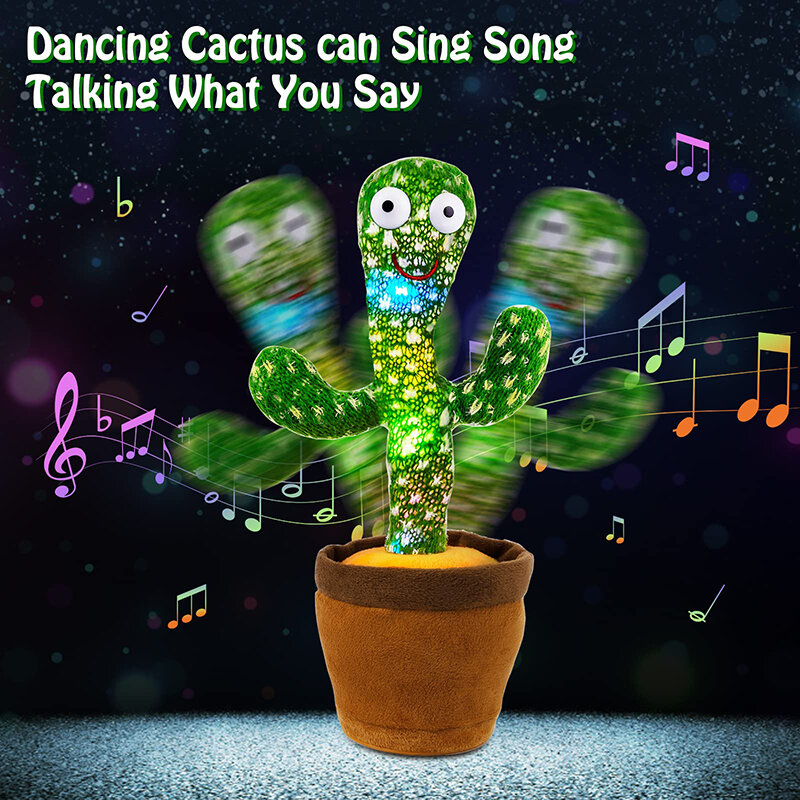 Lovely Dancing Cactus Talking Toy Charging Sound Record Repeat Doll Kawaii Cactus Kids Education Toys Gift Birthday Present