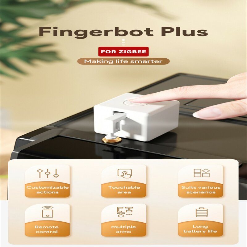 Tuya Zigbee Fingerbot Plus Inteligentny przycisk przełącznika Fingerbot Pusher Inteligentny zegar życia Sterowanie głosowe Współpracuje z asystentem Google Alexa