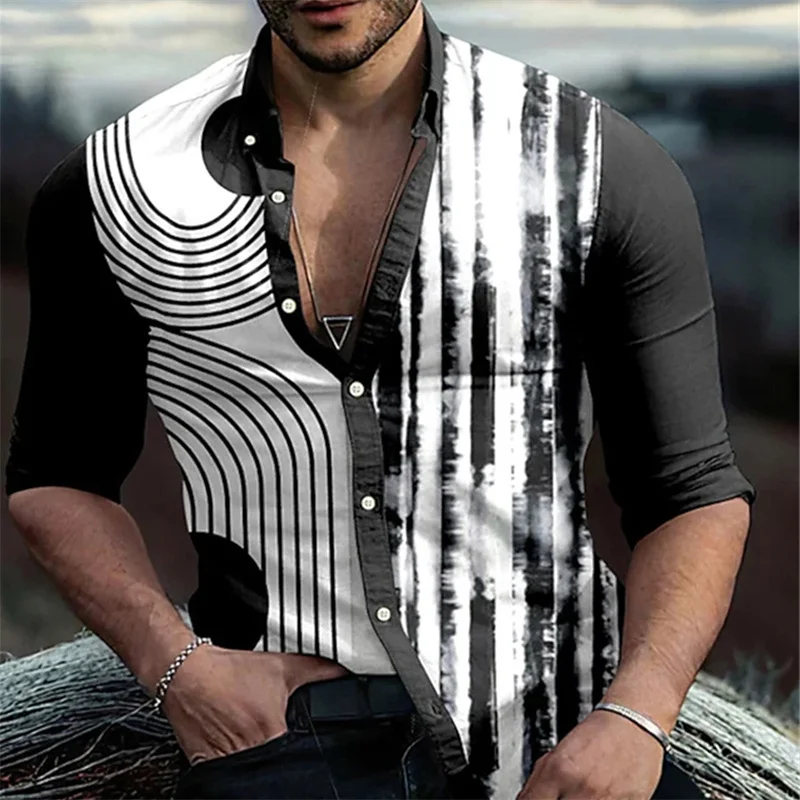 2024 Koszula męska Druk 3D Rubinowy Liliowy Outdoor Street Odzież z długim rękawem Fashion Design Casual Soft