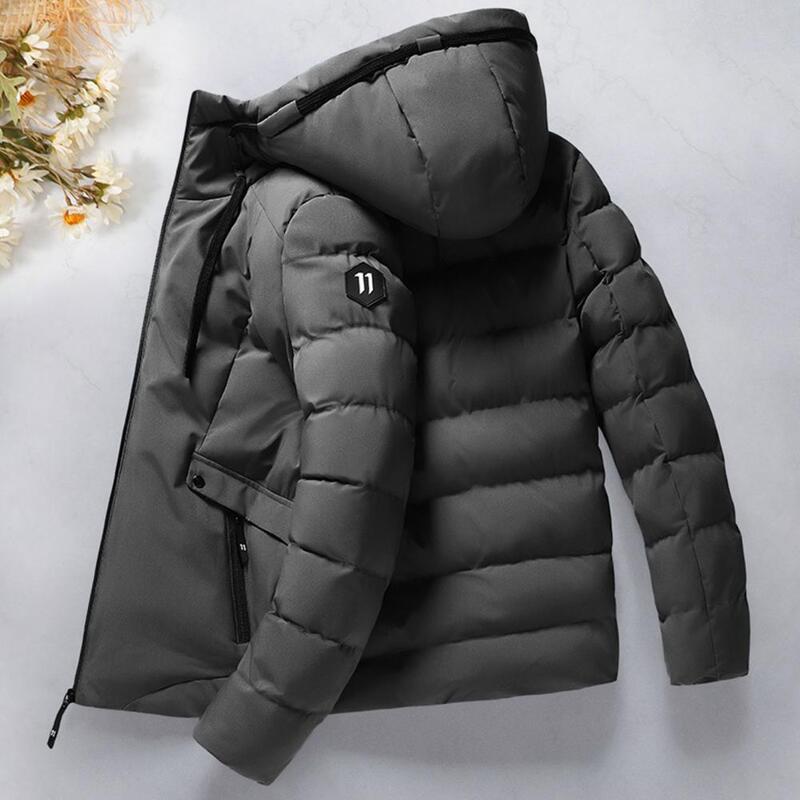 Men Winter Cotton Coat Thick Padded Windproof Warm Men Coat Hooded Zipper Pockets Waterproof Casual Cozy Men Down Jacket