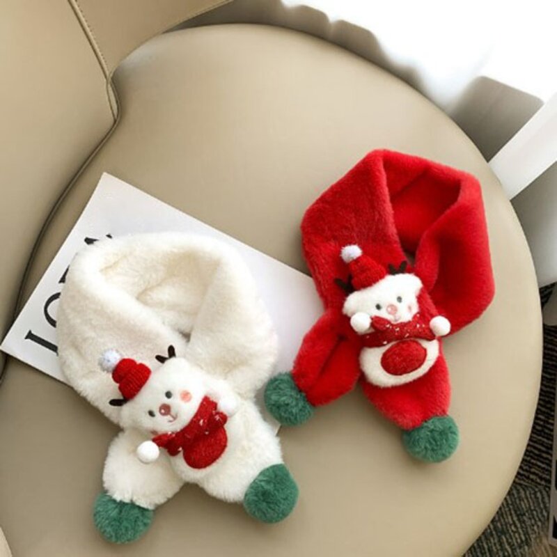 Ciepły pluszowy szalik dziecięcy uroczy miękki i przyjazny dla skóry pluszowy szalik dla dzieci odporny na wiatroszczelny szalik bożonarodzeniowy jeleń Cartoon