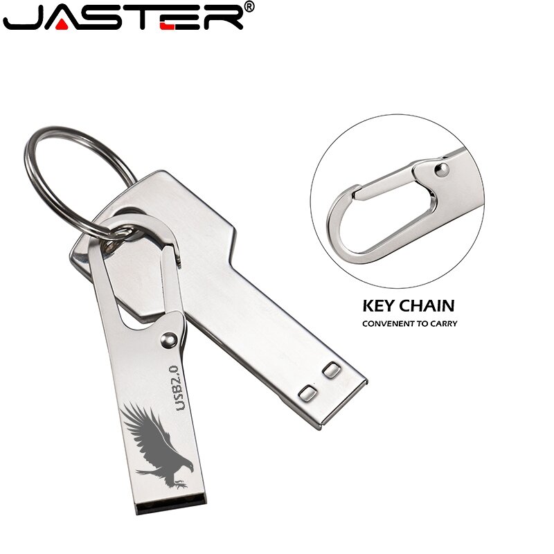 JASTER-محرك أقراص فلاش USB 2.0 مع زر معدني ، ذاكرة 4 جيجابايت 8 جيجابايت 16 جيجابايت 32 جيجابايت 64 جيجابايت 128 جيجابايت ، محرك فلاش معدني