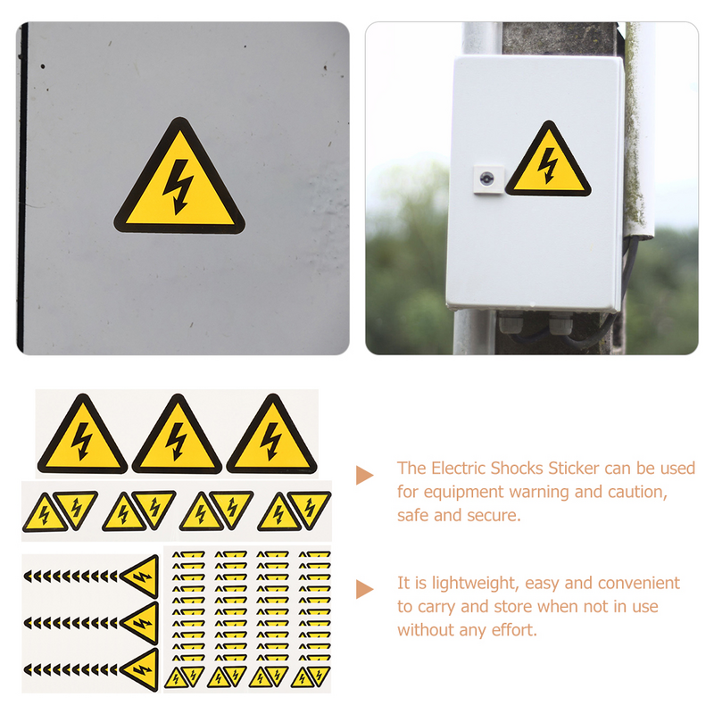 24 Pcs Stickers Label Safe Warning High Voltage Labels Triangle for Safety Small Electric Shocks Equipment