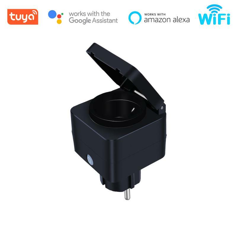 Tuya Socket Eu Plug 16a IP44 Waterproof Wifi Smart Plug Work With Alexa Google Home Wifi Power Monitor Socket Security Protectio