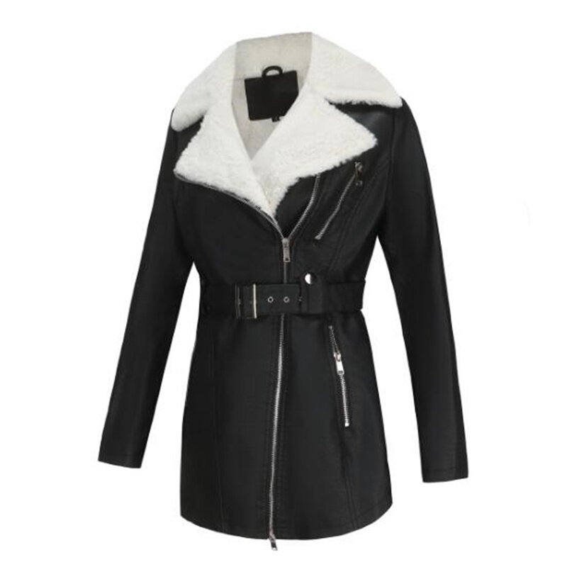 ZXRYXGS 2023 премиум-класса из искусственной кожи, теплое зимнее пальто, женская одежда, Модное теплое мотоциклетное кожаное пальто, женские пальто, трендовая куртка