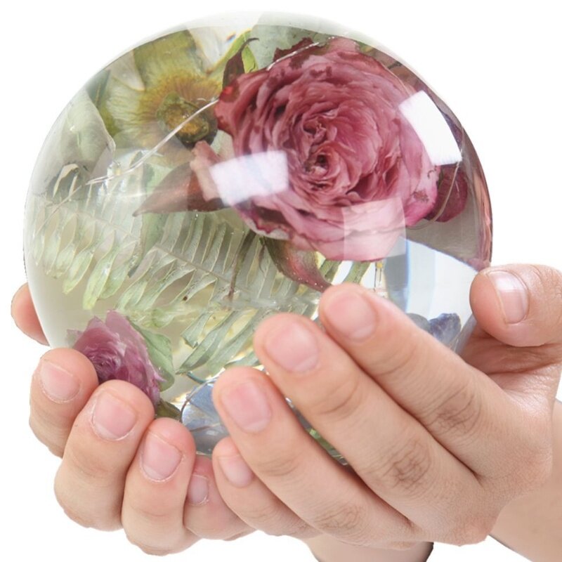 Cetakan silikon kristal bulat satu buah DIY bunga kering cermin lampu malam cetakan epoksi penyimpanan Dekorasi Rumah