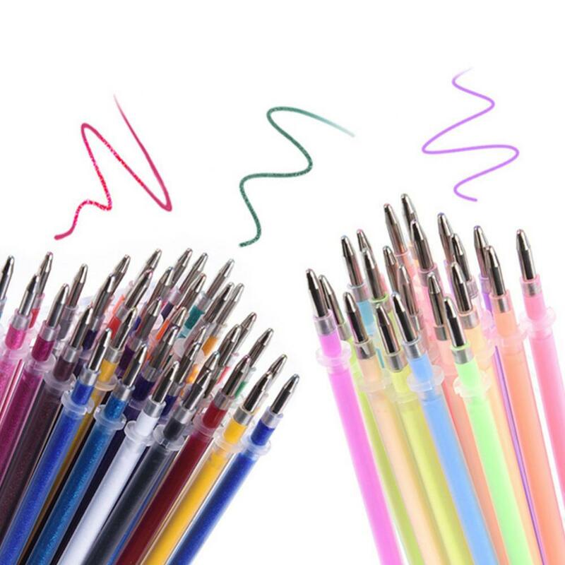 12/24/36/48/100 buah pena Gel lukisan menulis multiwarna 1mm menulis pena Gel dapat diganti isi ulang perlengkapan sekolah siswa