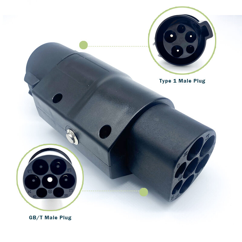 Soquete macho para GBT macho Plug Adapter, China carro elétrico, tipo 1, 16A, 32A, AC EV Adapter