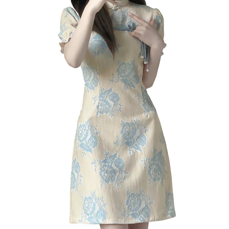 Abito estivo Cheongsam Flower Young migliorato Cheongsam Mini abito abiti formali in stile cinese
