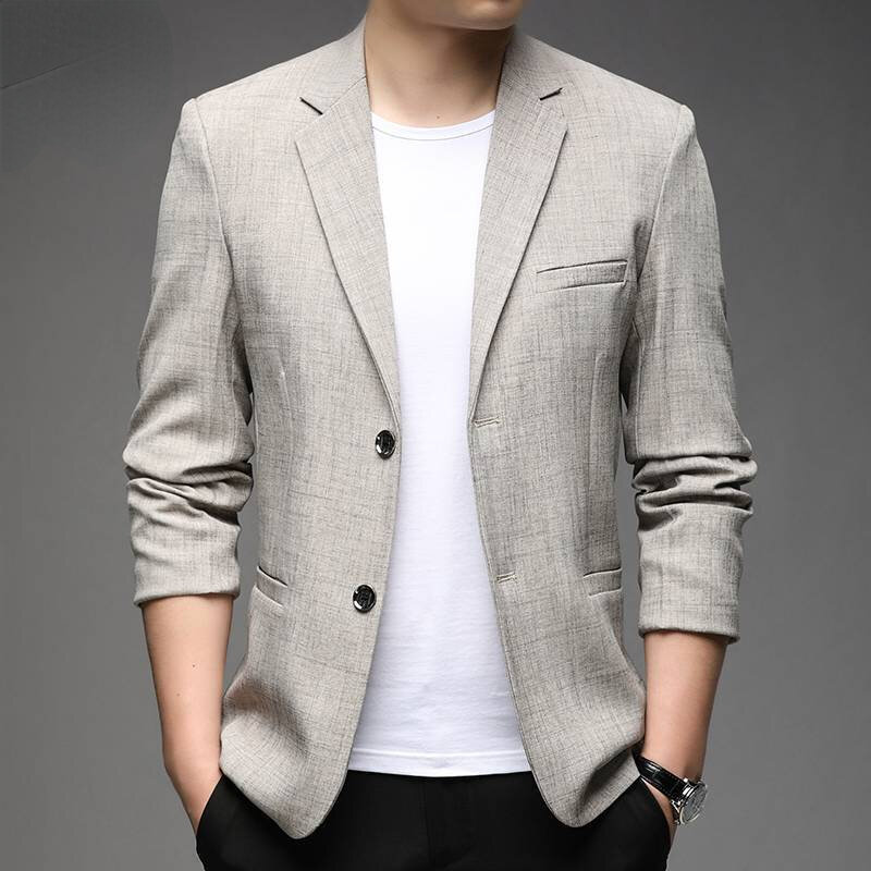 Alta Qualidade Blazer Versão Coreana dos homens Tendência Elegante Moda Negócios Casual Festa Melhor Homem Cavalheiro Terno Jaqueta D82