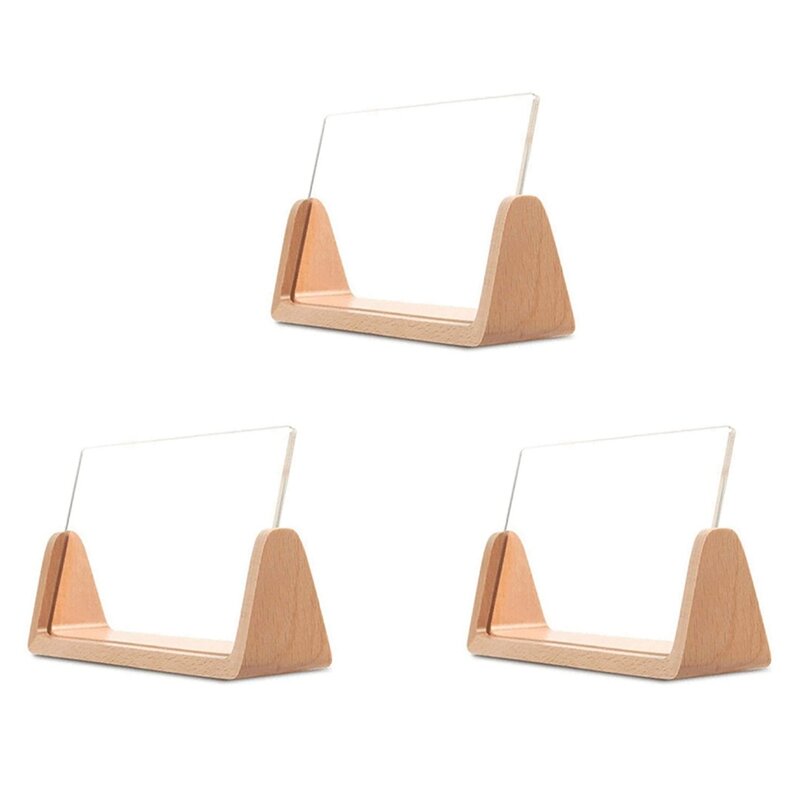 3X U-Shaped Acrylic Photo Frame Creative Solid Wood Home Desk Decoration For Office/Bedroom/Living Room/Cafe-5 Inch