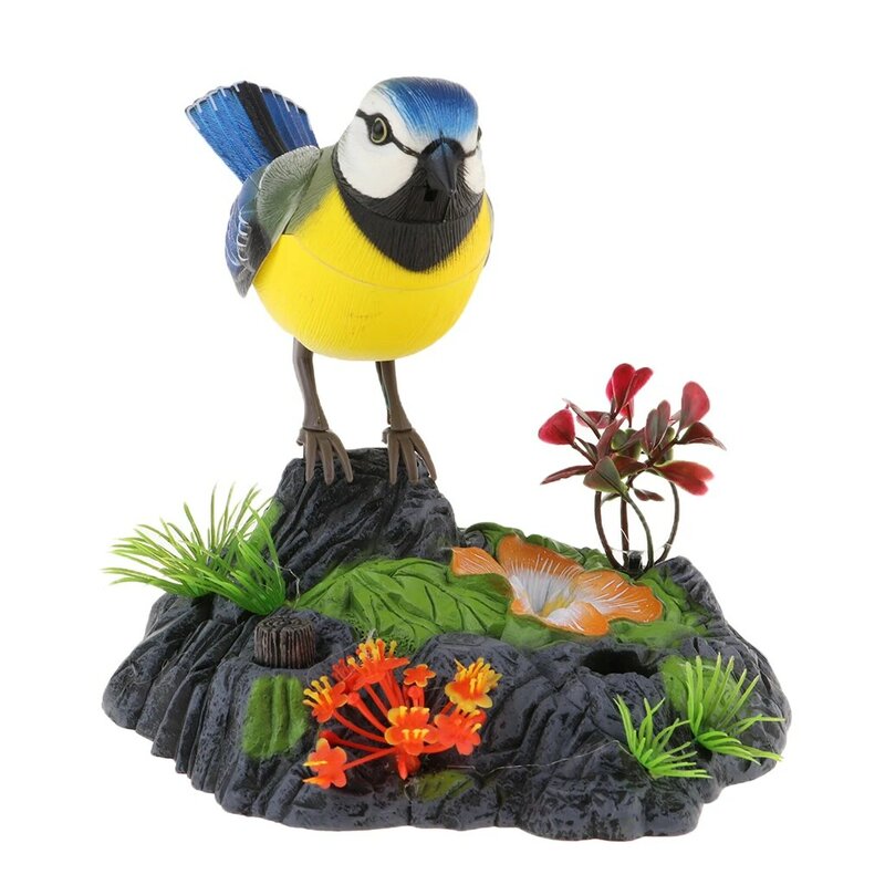 Simulation Singing Bird in Stump, Kids Voice Control Electronic Pet Toy, Home