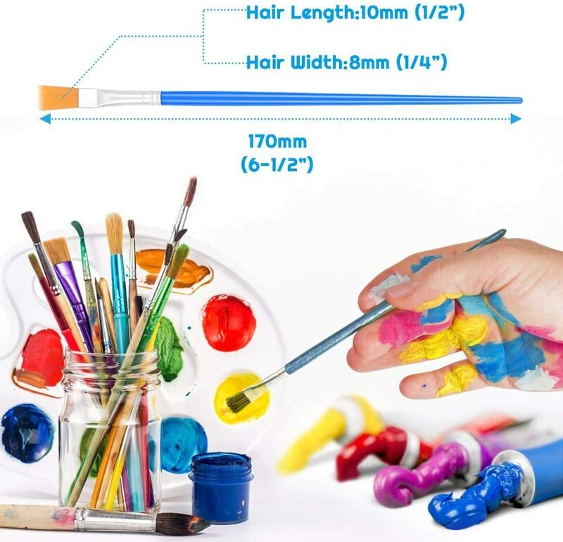 50 pezzi pennelli per pittura Set Art Round Flat Hair Nylon pennello per capelli per olio acrilico acquerello bambini/artisti/principianti/studenti