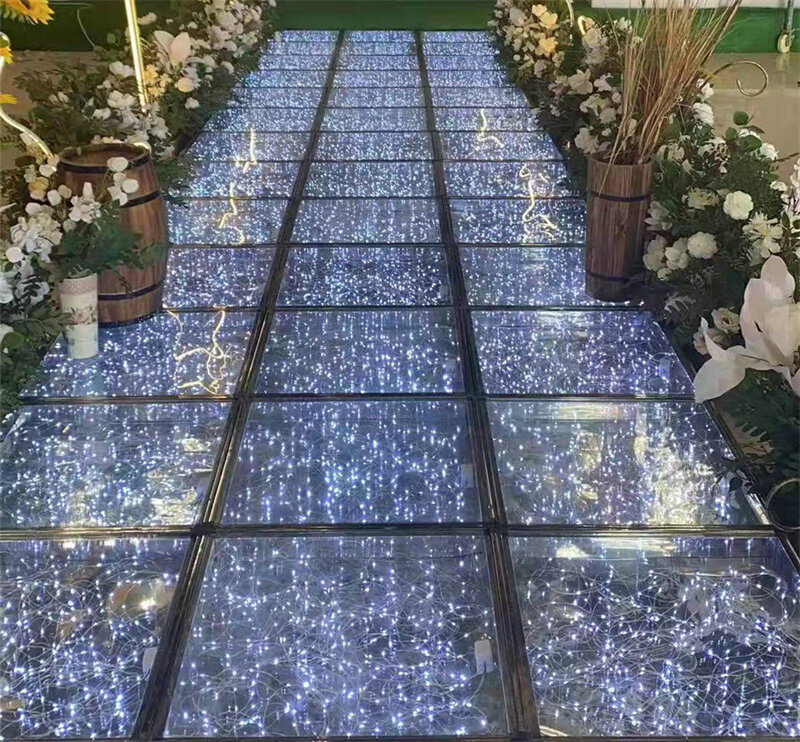 36 pieces 3d glass mirror led rgb star dance floor led lighting brilliant dance stage for wedding party event Decoration