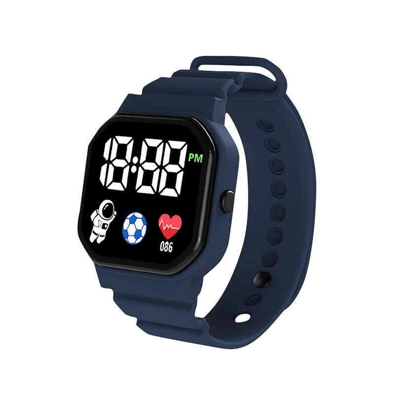 Reloj de pulsera electrónico impermeable con pantalla LED, reloj Digital con patrón de astronauta lindo, banda de silicona sólida, monitoreo de frecuencia cardíaca