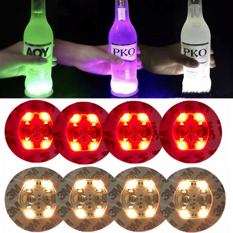 LED 코스터 플래시 라이트 배터리 구동 와인 글라스 매트 컵 패드 스티커 병, 마시는 클럽 바 파티 장식 램프, 40 개