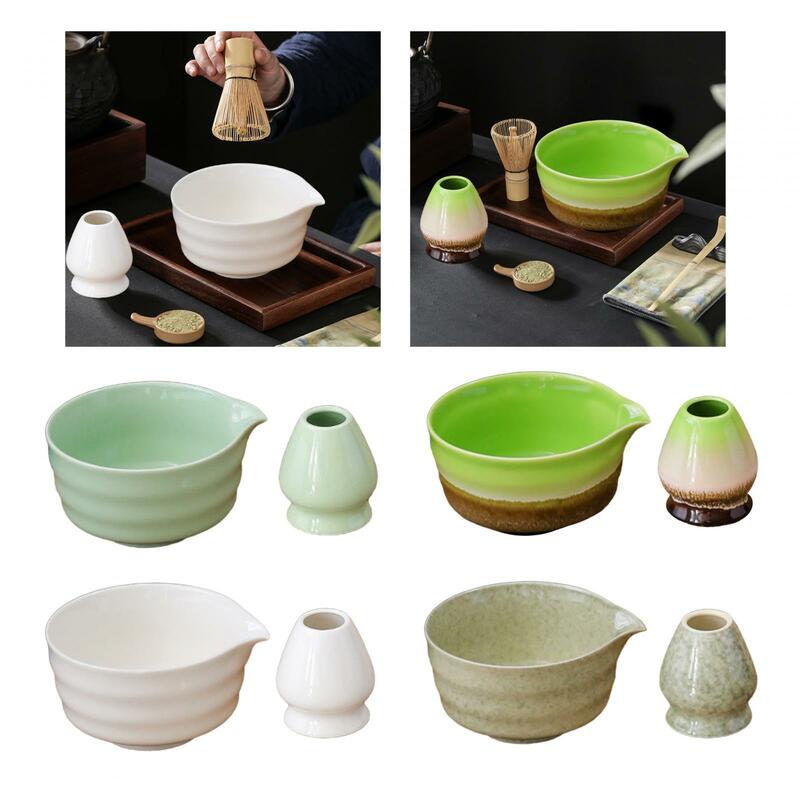 2x mangkuk Matcha tradisional dan tempat minum keramik, mangkuk Matcha untuk pemula