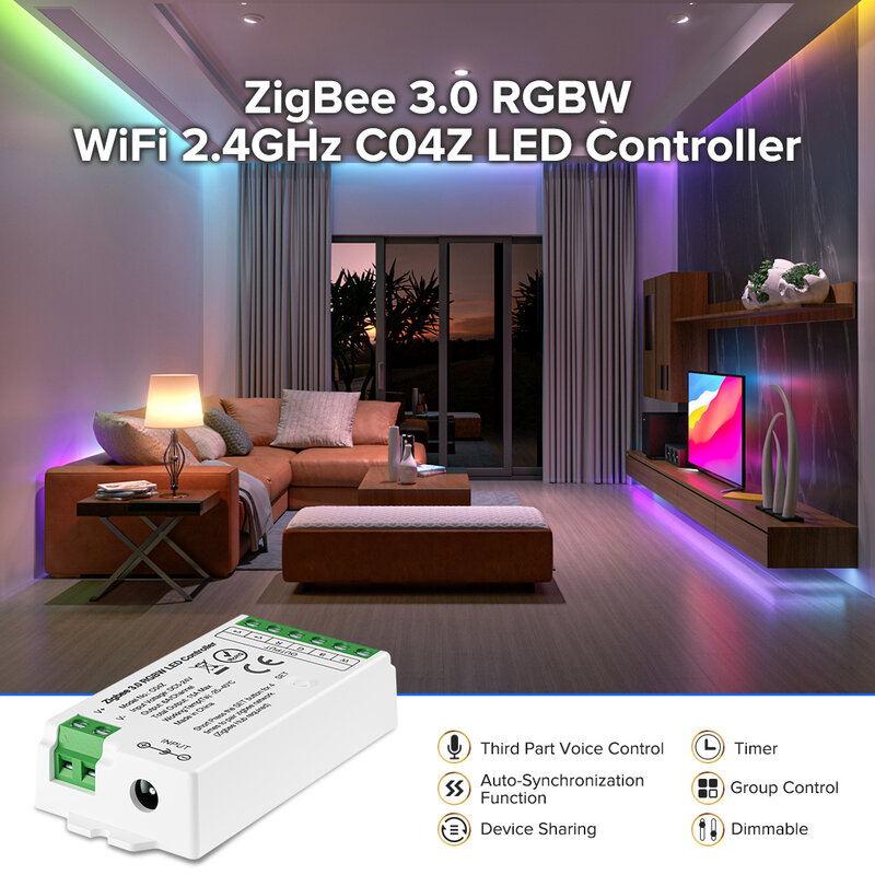 Zigbee 3.0-インテリジェントホームコントローラー,LED Wi-Fi付きスマートデコーダー,Mcctv,rgbcct,rgbw,rgbcct,Bowhenfブリッジtuya,デュアルモード,ゲートウェイ,DC5V-24V