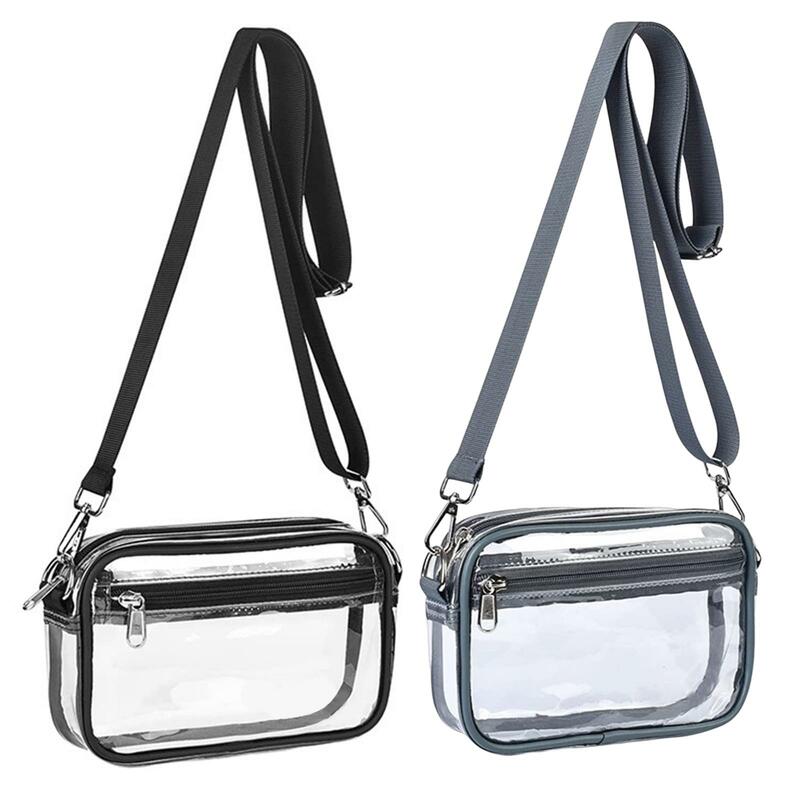 Transparent Crossbody Bag Versatile Daily Necessities Bag Zipper Closure Transparent Shoulder Bag for Travel Women Girls Stadium