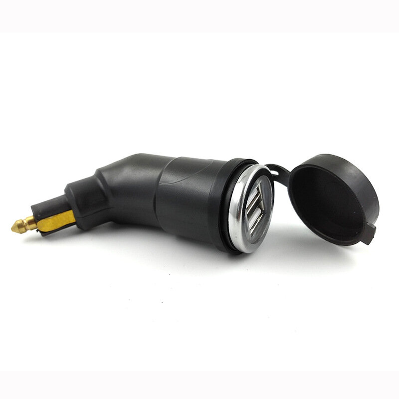 3.3A DIN Hella Powerlet Plug Ke Dual USB Charger Adapter untuk BMW Ducati Triumph Motorcycle iPhone, dan GPS SatNav (Miring)